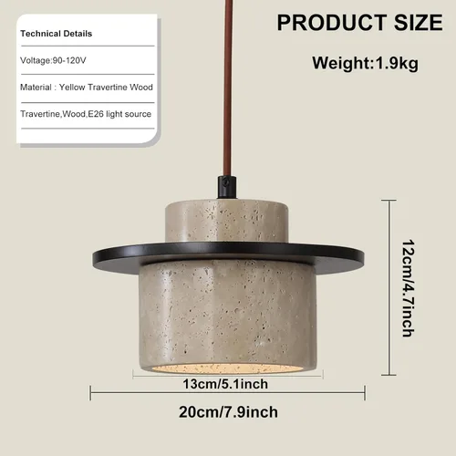 Miniatura 7 de Lámpara colgante japonesa Wabi Sabi de piedra natural, lámpara colgante de travertino amarillo nórdico para isla de cocina, candelabro de madera