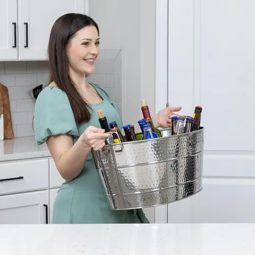 Miniatura 3 de BREKX Aspen - Bañera personalizada de metal para fiestas de acero inoxidable para hielo y bebidas, enfriador de bebidas para bodas, aniversarios