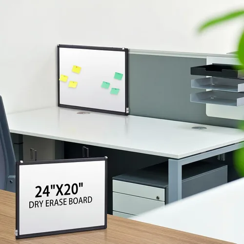 Miniatura 2 de Magnetic Cubicle Whiteboard Wall Mount Dry Erase Board Long Board Black Aluminum Frame Hook Mounting System(24"x20")