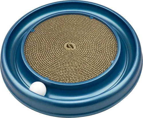 Coastal Pet Turbo Scratcher Juguete para Gatos - Almohadilla Rascadora de Cartón para Gatos con Pista de Pelota de Juguete y Hierba Gatera (1