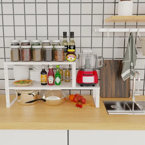 Miniatura 2 de Jojocross Organizador de Cocina Apilable Ajustable Expandible, Estante para Especias, Estantes de Almacenamiento de Despensa de Metal, Estante de 3