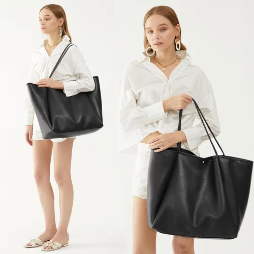 Miniatura 45 de HOXIS Bolso de mano de cuero PU de gran tamaño para mujer, bolso de fin de semana, bolso de viaje