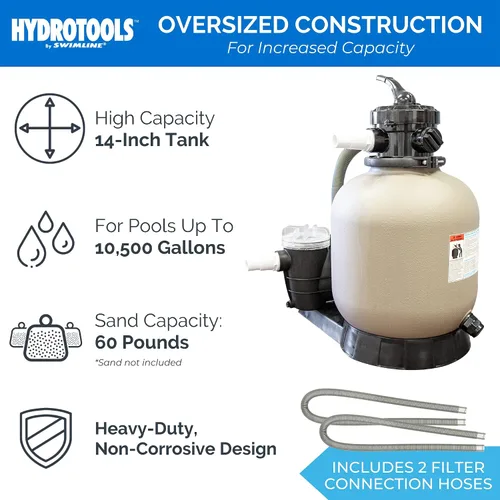 Miniatura 3 de HYDROTOOLS Bombas de filtro de arena y cartucho para piscinas sobre el suelo Sistemas de limpieza de 12-16 pulgadas y 8-40 SF Opciones de bomba