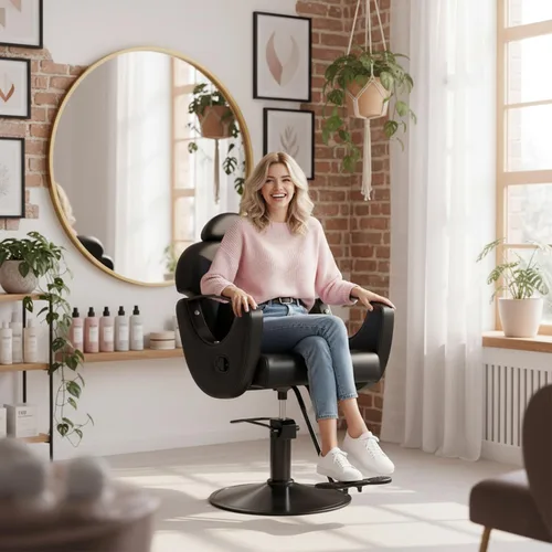 Miniatura 2 de Silla de peluquería de salón, sillas reclinables para estilista, silla de estilista de peluquería, bomba hidráulica resistente, silla de peluquería