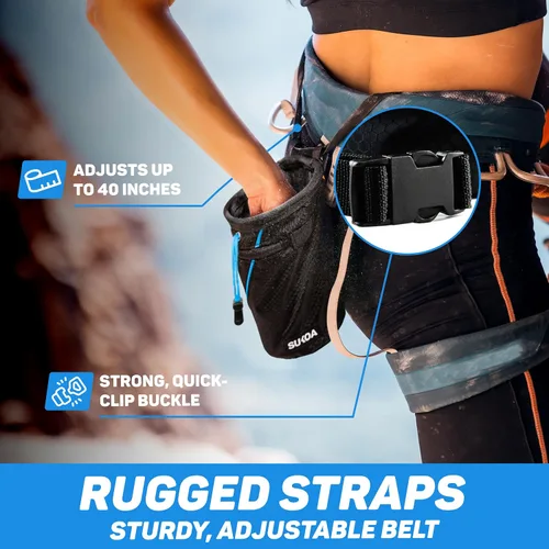 Miniatura 4 de Bolsa de tiza para escalada en roca - Accesorios de equipo para regalos de escalada en roca - Cinturón de enganche rápido, bolsillos grandes