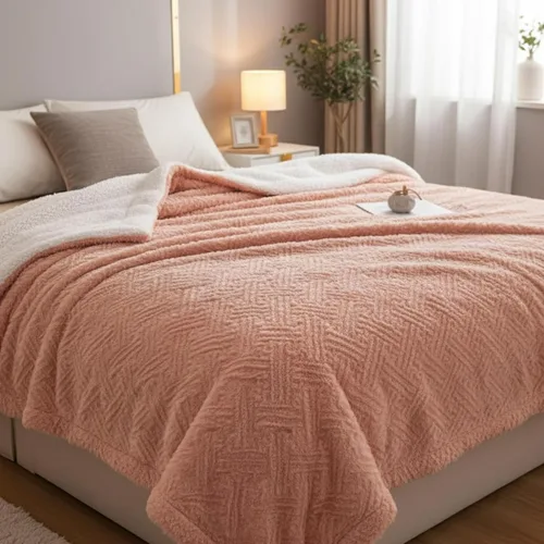 Miniatura 19 de DaDa Bedding Manta de Tiro Romántica de Piel Sintética Roja para San Valentín - Corazones Encantadores Mullidos Felpa Sherpa en el Reverso con Forro