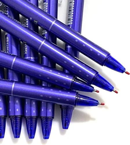 Miniatura 3 de sencoo Paquete de 5 bolígrafos de gel azul borrables retráctiles y borrables de tinta azul para estudiantes, papelería, oficina, premios escolares