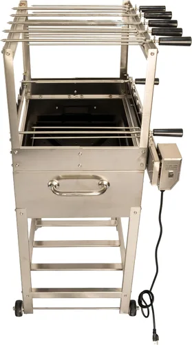 Miniatura 8 de Parrilla de Barbacoa Brasileña Todo en Uno con Rotisserie - 7 brochetas - Churrasco - Acero Inoxidable - Parrilla Portátil de Fuego de Leña y Carbón