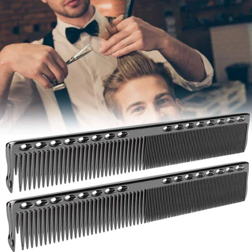Miniatura 8 de Peines de peluquería de metal, peines profesionales de acero inoxidable para peluquería, peine desenredante (negro)