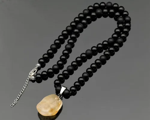 Miniatura 119 de Colgante de turmalina cruda natural, Collar de cuentas de ónix negro genuino, Collar de piedra negra, Collar de piedras preciosas, Cuentas de 0.315