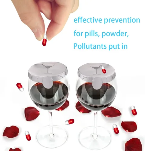 Miniatura 3 de Paquete de 100 tapas de protección para bebidas, fundas para bebidas para protección contra el alcohol, tapa universal para copas de vino y vasos.