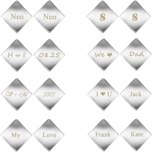 Miniatura 3 de PiercingJ 2 gemelos de grabado gratuito, personalizados, con nombre personalizado para hombre clásico grabado inicial, letras del alfabeto y camisas