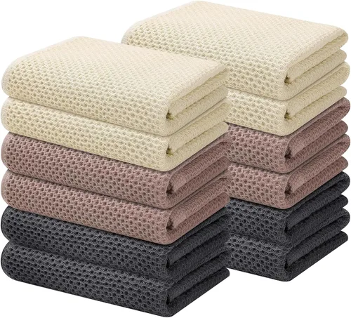 Miniatura 52 de Kitinjoy - Paños de cocina de 100 % algodón, tela de tejido gofrado, paño de limpieza ultrasuave, absorbente y de secado rápido. Gris Oscuro