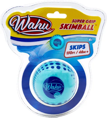 Wahu Super Grip - Juguete de piscina 100% impermeable, pelota de salto de agua para piscina y playa, salta más de 150 pies en el agua, azul