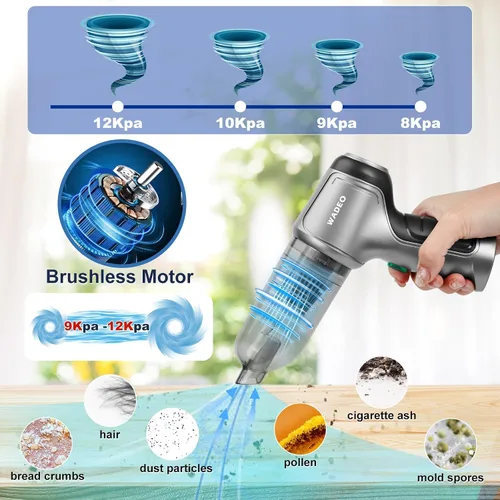 Miniatura 3 de WADEO Aspiradora de mano inalámbrica, aspiradora portátil inalámbrica de 18000 Pa, aspiradora de mano, mini aspiradora con soplador, aspiradora