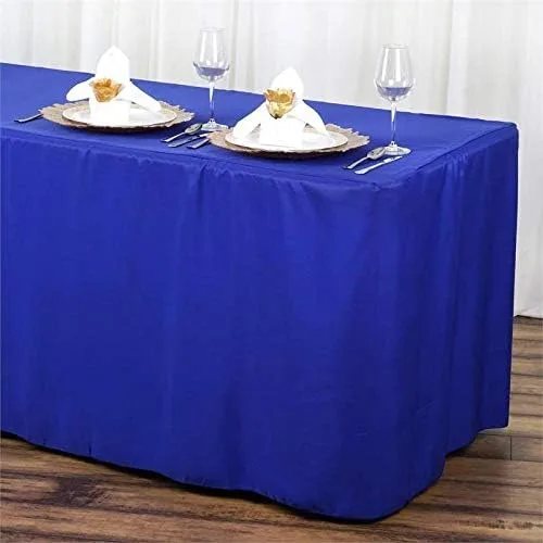 Miniatura 6 de BEEKAY Mantel rectangular ajustable de 4 pies, color azul real, de 48 x 24 pulgadas, con caballete de poliéster, tela lavable, para bodas