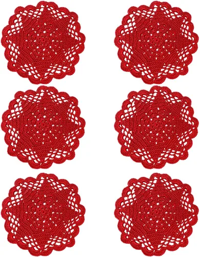 Miniatura 42 de Juego de 2 manteles individuales de encaje con diseño de flores huecas de ganchillo, manteles individuales de encaje para taza de té, aniversario