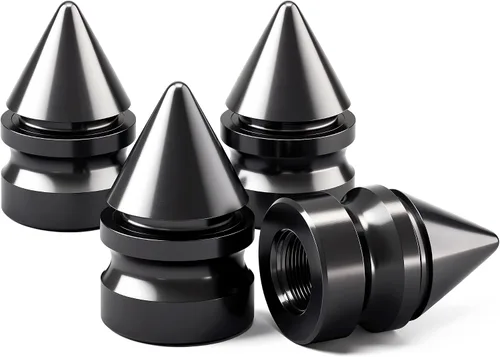 Miniatura 25 de 4 piezas de tapas de válvula de rueda con estilo púas, resistentes a la corrosión, universales de aleación de aluminio a prueba de polvo para Spiked