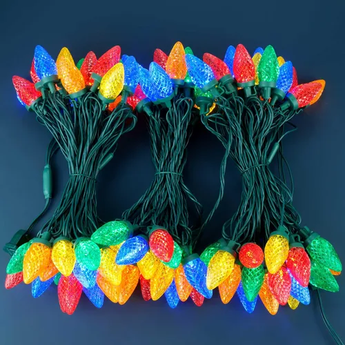 Miniatura 2 de YULETIME Tira de luces LED multicolor C9 fresa para Navidad, 68 pies 100 unidades con espaciado de 8" impermeable, luz de cadena festiva