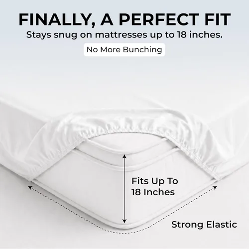Miniatura 4 de Sábanas de Cama de Algodón 100% Natural Juego de Sábanas Cal King de Tejido Satén de Una Sola Capa 500 TC Ropa de Cama Sólida Transpirable e