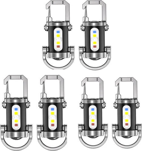 Mini linterna de llavero súper brillante, linterna portátil para llavero, linternas recargables por USB, múltiples modos de iluminación, función de