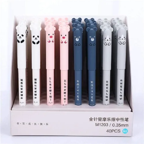 Miniatura 3 de N / A 8 bolígrafos kawaii borrables de dibujos animados de animales de gato, cerdo, oso, panda, bolígrafo de gel borrable para bala, diario, notas