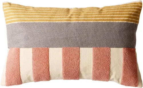 Miniatura 10 de vctops Funda decorativa para cojín con detalles de penachos geométricos estilo bohemio, funda de almohada cuadrada bordada en algodón para sofá