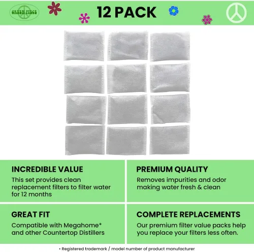 Miniatura 2 de Green Piece Repuesto de filtro de agua de carbón activado (fabricado en Estados Unidos), ideal para destiladores de agua Megahome y otros