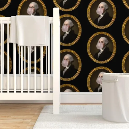 Miniatura 6 de Spoonflower Papel tapiz para despegar y pegar - George Washington Bubble Gum Historia de la Biblioteca Histórica Divertida Histórica Papel pintado