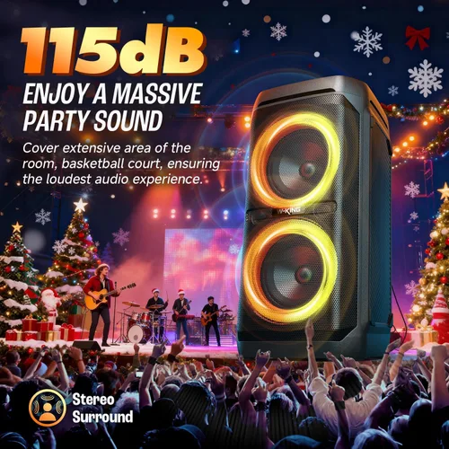 Miniatura 3 de W-KING Altavoz Bluetooth portátil de 240 W, caja de auge fuerte con subwoofers de graves profundos, altavoz impermeable IPX6 para exteriores