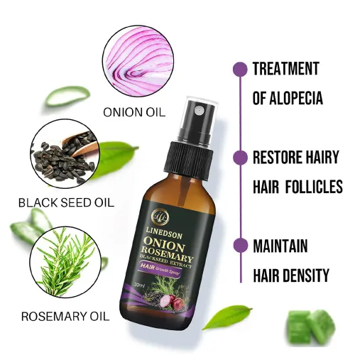 Miniatura 2 de Spray 3 en 1 para el crecimiento del cabello con romero, cebolla y semillas negras - Controla la pérdida y promueve el crecimiento A-Spray