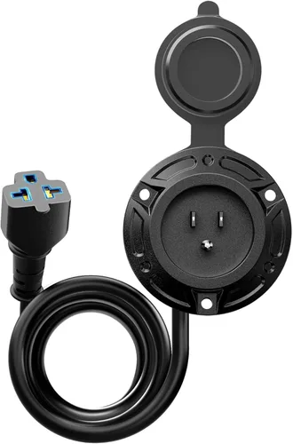 Enchufe de entrada de alimentación de alta resistencia 20A 125V RV con cable de extensión de 6 pies, adaptador de hoja en T 5 en 1, caja de salida