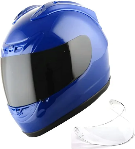 1Storm Nuevo Casco de Motocicleta de Cara Completa JH901 Negro Mate + Un Escudo Transparente Adicional: JH901