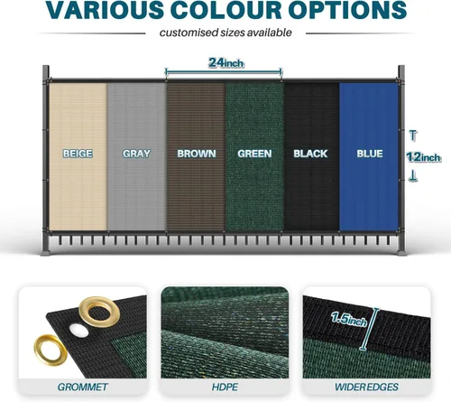 Miniatura 6 de COARBOR Pantalla de Privacidad para Cerca de 4' x 12', Malla de Protección contra Viento Resistente, Cubierta de Red de Sombra para Pared Exterior