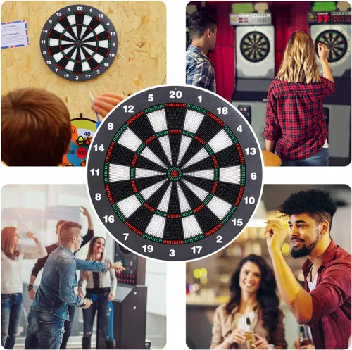 Miniatura 7 de Theefun Juego de tablero de dardos de seguridad, juego de diana de goma de 16 pulgadas con 6 dardos de punta suave para hombres y mujeres, fiesta