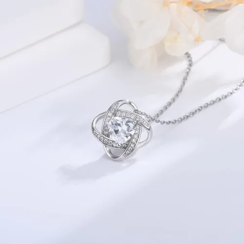 Miniatura 4 de EPIRORA Collar con dije de nudo de amor de plata de ley con circonita cúbica para mujer, graduación, cumpleaños, Navidad, regalos