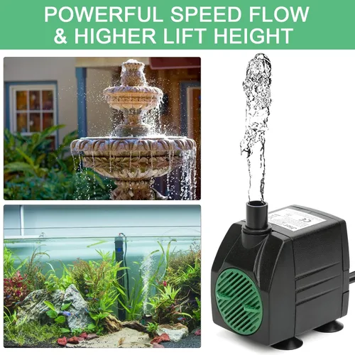 Miniatura 2 de BARST Bomba de agua sumergible, bomba de fuente ajustable ultra silenciosa de 200 GPH con 3 boquillas y cable de alimentación de 6 pies para pecera