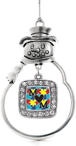 Miniatura 14 de Inspired Silver - Adorno de rodillo de reina - Adorno cuadrado de plata con muñeco de nieve con joyas de circonita cúbica