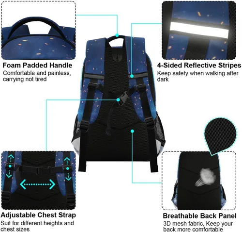 Miniatura 4 de Mochila para niños y niñas, mochila de viaje con diseño de astronauta y gato
