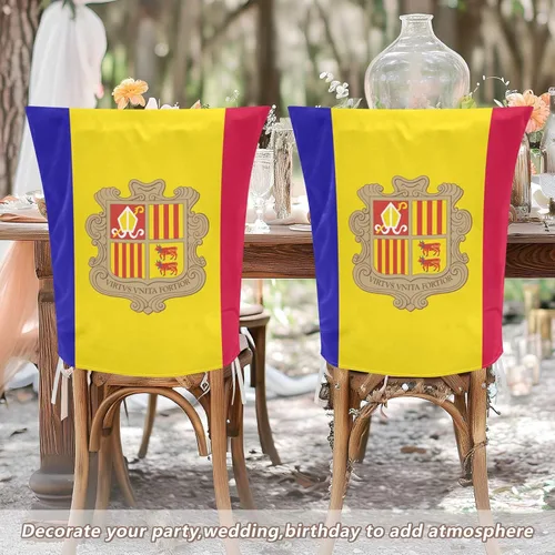 Miniatura 5 de Chair Covers Washable for Birthday Party Set of 6 Dining Room Seat Covers cubre sillas para comedor Flag of Andorra