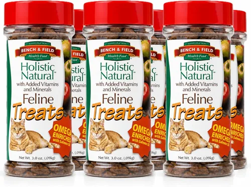 Miniatura 10 de Bench & Field Holistic Natural Healthy Kitty Treats Bocadillos crujientes en forma de pescado Delicioso aperitivo con sabor a mariscos, 3 onzas