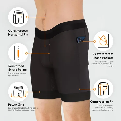 Miniatura 5 de All Citizens Mens Compression Shorts - Two Waterproof Pockets, Moisture Wicking & Quick Drying Fabric, Performance Baselayer