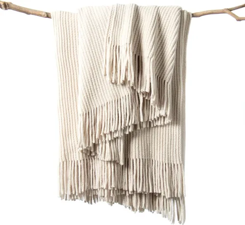 Miniatura 17 de lifein Manta de felpilla de 50 x 60 pulgadas, suave manta de punto bohemio para sofá, acogedora decoración de casa de campo, manta ligera para todas