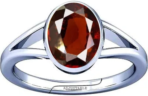 Divya Shakti 6.25-6.50 quilates Anillo ajustable de plata con piedras preciosas hesonita para hombres y mujeres