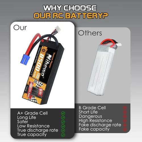 Miniatura 4 de 4S Lipo Battery 8500mAh 14.8V Lipo Battery100C Estuche rígido con conector EC5 compatible con Arrma Axial 1/5 1/6 1/7 Escala RC Vehículo Coche