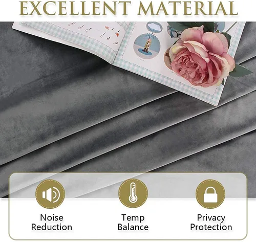 Miniatura 7 de StangH Cortinas de terciopelo gris de 84 pulgadas – Cortinas opacas con diseño de pestaña giratoria para decoración de ventana de sala