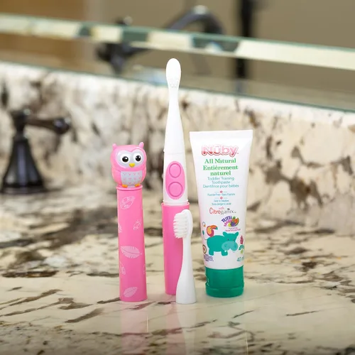 Miniatura 3 de Nuby Cepillo de dientes eléctrico con carácter animal, búho