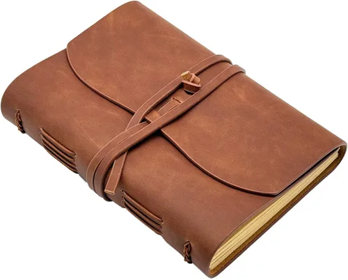 Miniatura 12 de Cuaderno de diario marrón – El mejor diario de cuero genuino fresco para escritores, tamaño A5, 6.2 x 8.5 pulgadas, bloc de notas para hombres