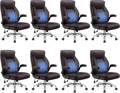 Miniatura 12 de Silla de oficina, silla de escritorio ergonómica grande y alta, silla ejecutiva de cuero para computadora con soporte lumbar ajustable, cómoda silla
