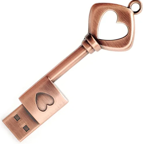 BorlterClamp Memoria Stick Retro Metal Love Heart Key Drive de 32 GB USB 2.0 Flash Drive
